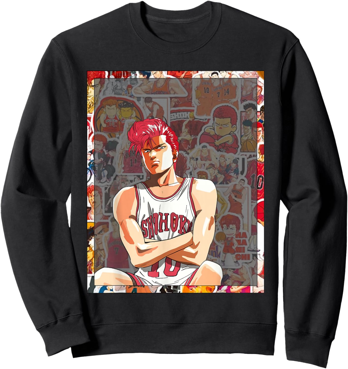 Bokchu Hanamichi Sakuragi -Adults Anime Black Small Classic Fit Short Sleeve Sweatshirt - Sweatshirt | Black