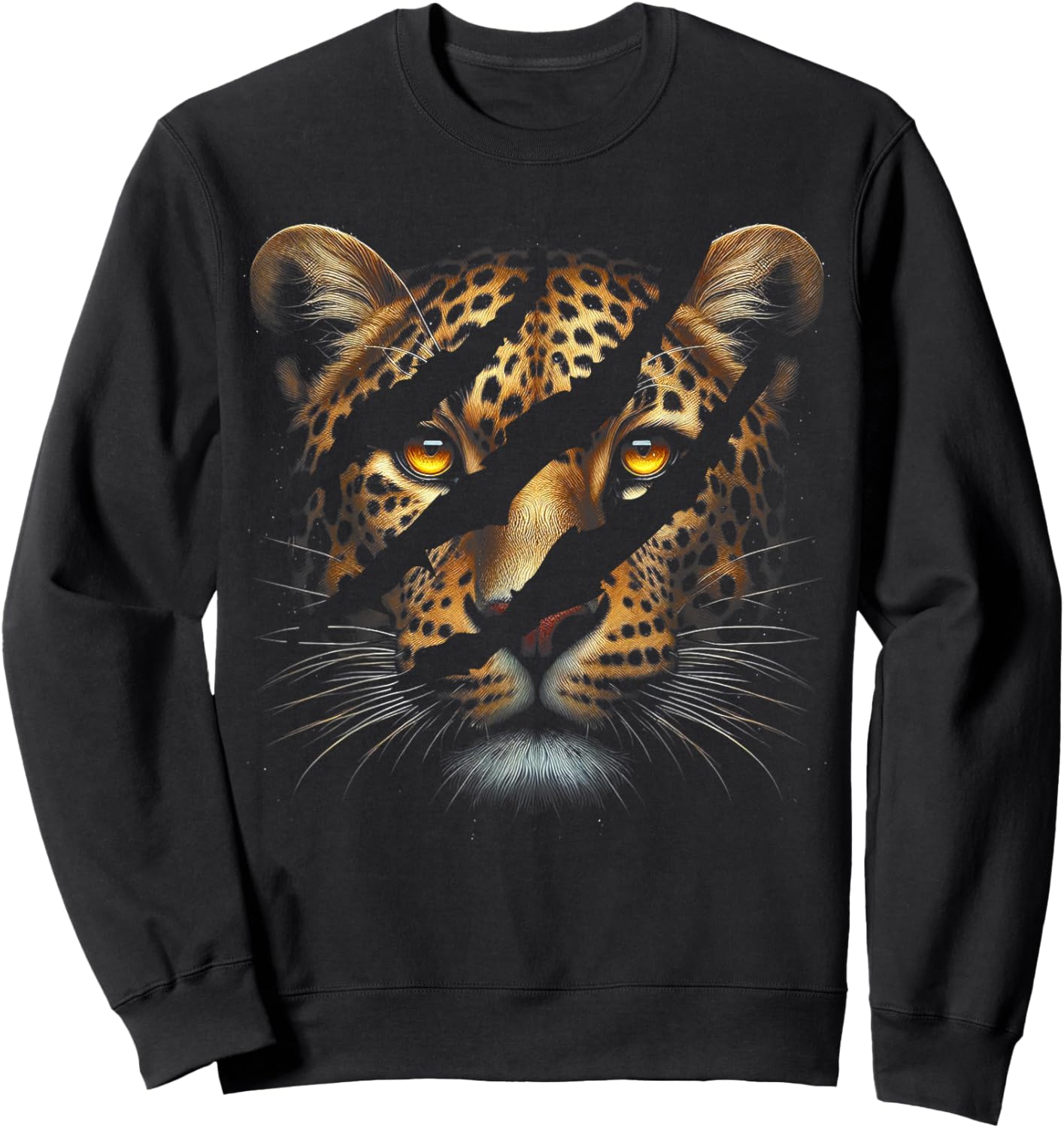 Leopard Cheetah Tiger Leopard Face Lion Cat Sweatshirt - Sweatshirt | Black