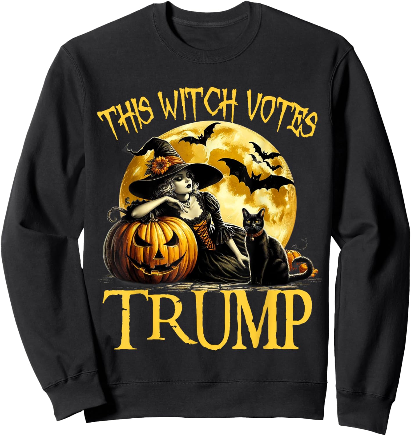 This Witch Votes Trump Halloween Costume Trumpkin Witch Sweatshirt - Sweatshirt | Black