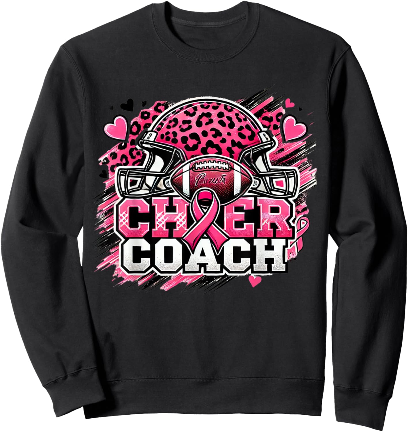 Cheer Coach Football Breast Cancer Awareness Day Sweatshirt - Sweatshirt | Black