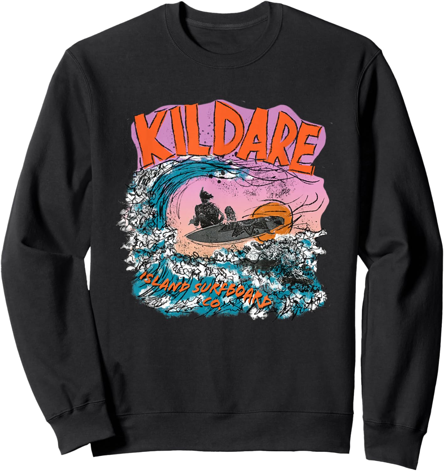 Outer Banks Kildare Island Surfboard Co. Sketchy Poster Sweatshirt - Sweatshirt | Black