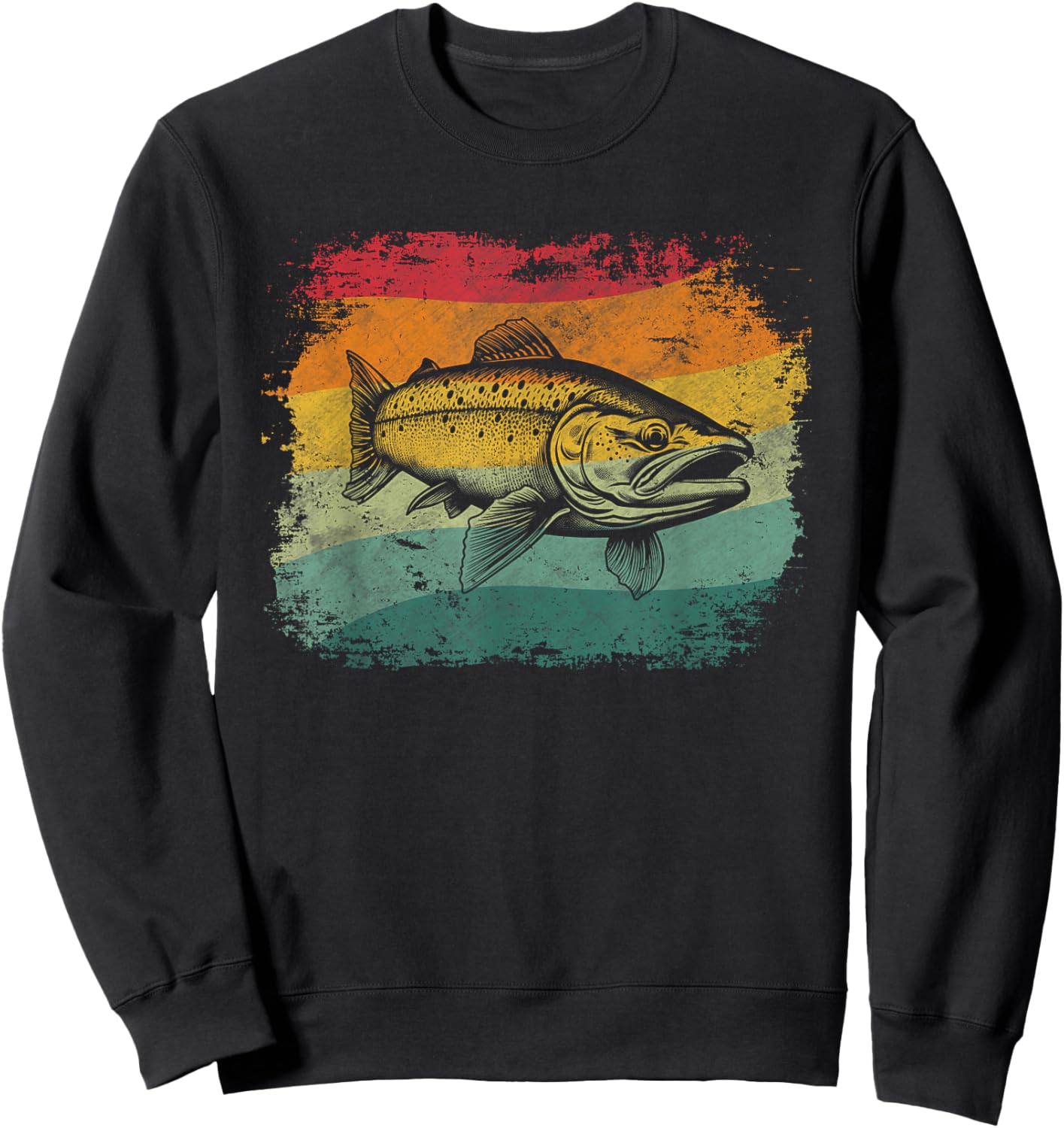 Steelhead Fish Retro Design Sweatshirt - Sweatshirt | Black