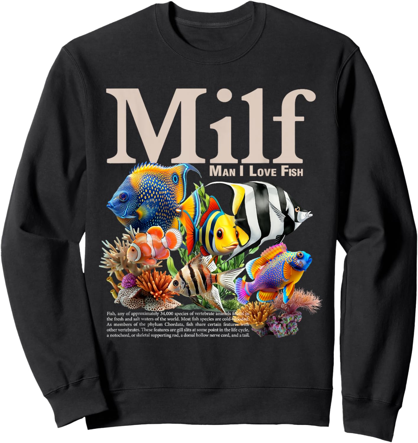 MILF Man I Love Fish Funny Fishing Fisherman Humor Nature Sweatshirt - Sweatshirt | Black