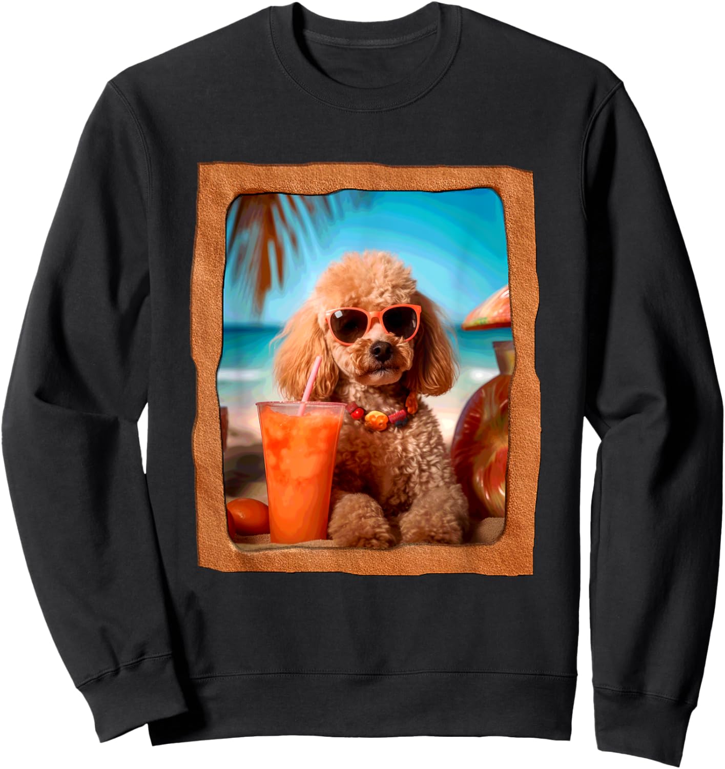 Poodle Chill Vibes Tropical Paradise Sweatshirt - Sweatshirt | Black