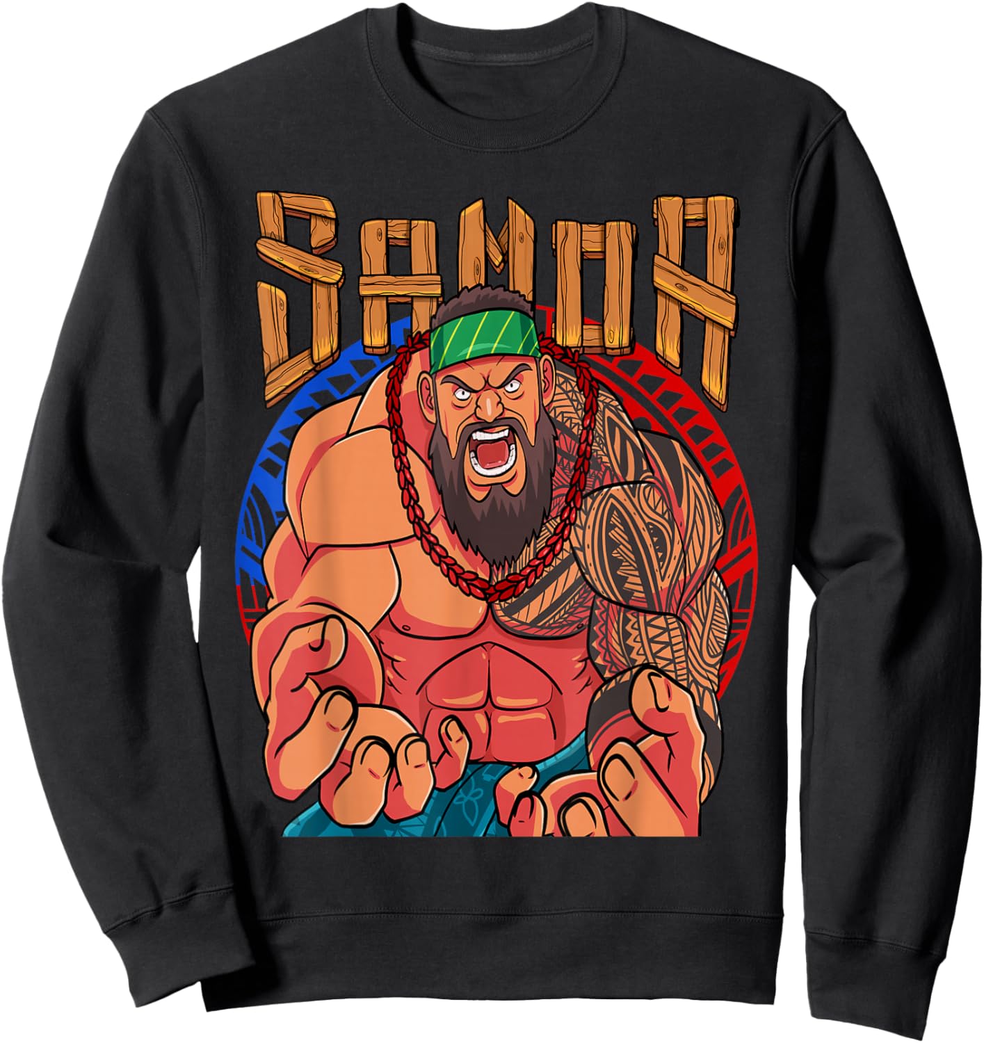 Samoan Pride Polynesian Warrior Samoa Flag Sweatshirt - Sweatshirt | Black