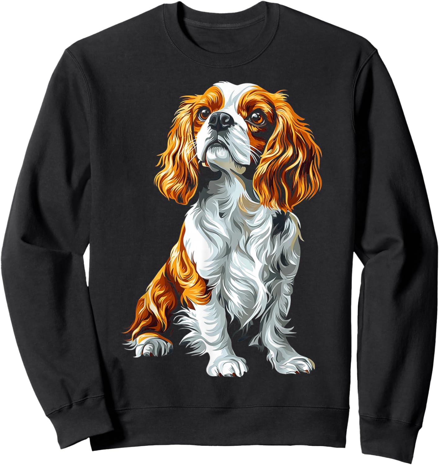 Cavalier King Charles Spaniel Dog Graphic Pet Artwork Men Women Kids Sweatshirt - Sweatshirt | Black
