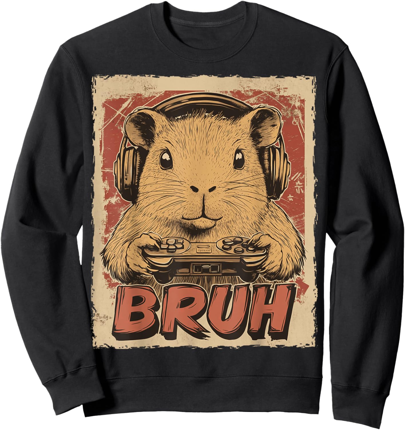 Funny Capybara Bruh Video Games Japanese Anime Manga Kawaii Sweatshirt - Sweatshirt | Black