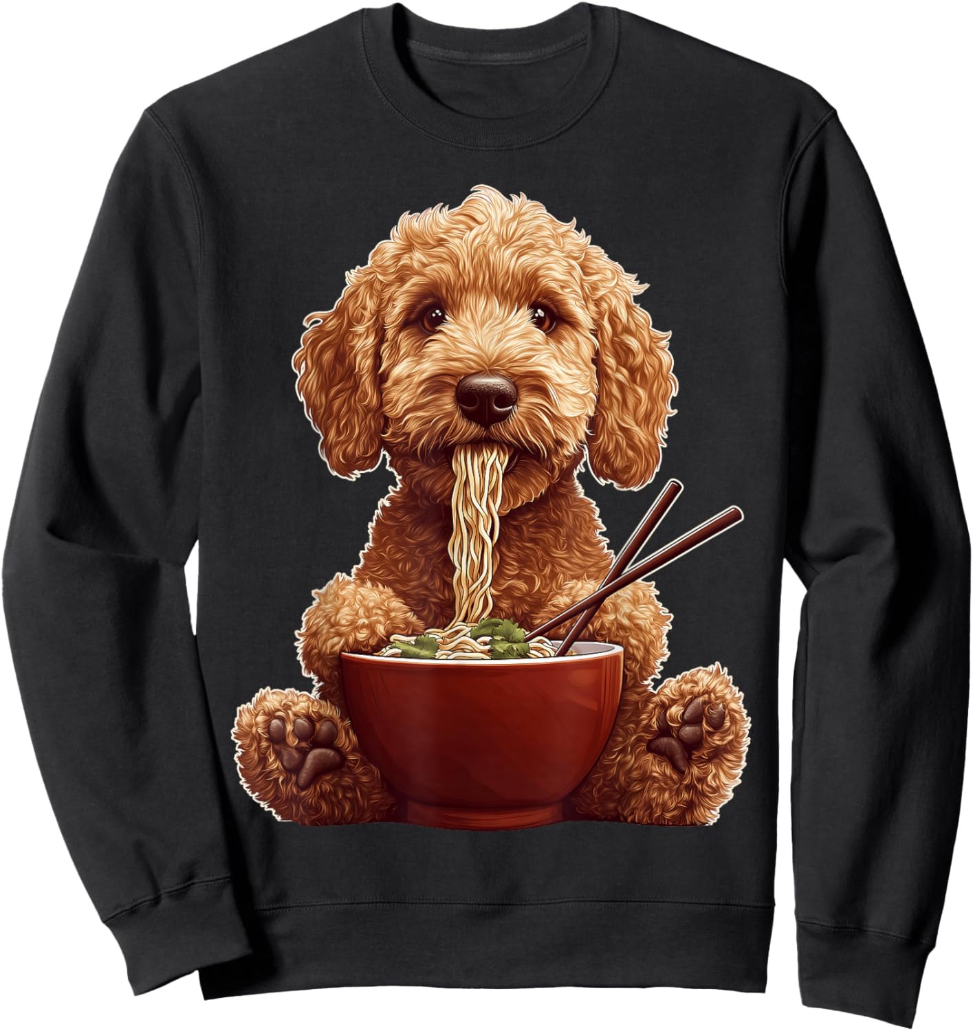Golden Doodle Goldendoodle Dog Ramen Japanese Noodles Sweatshirt - Sweatshirt | Black
