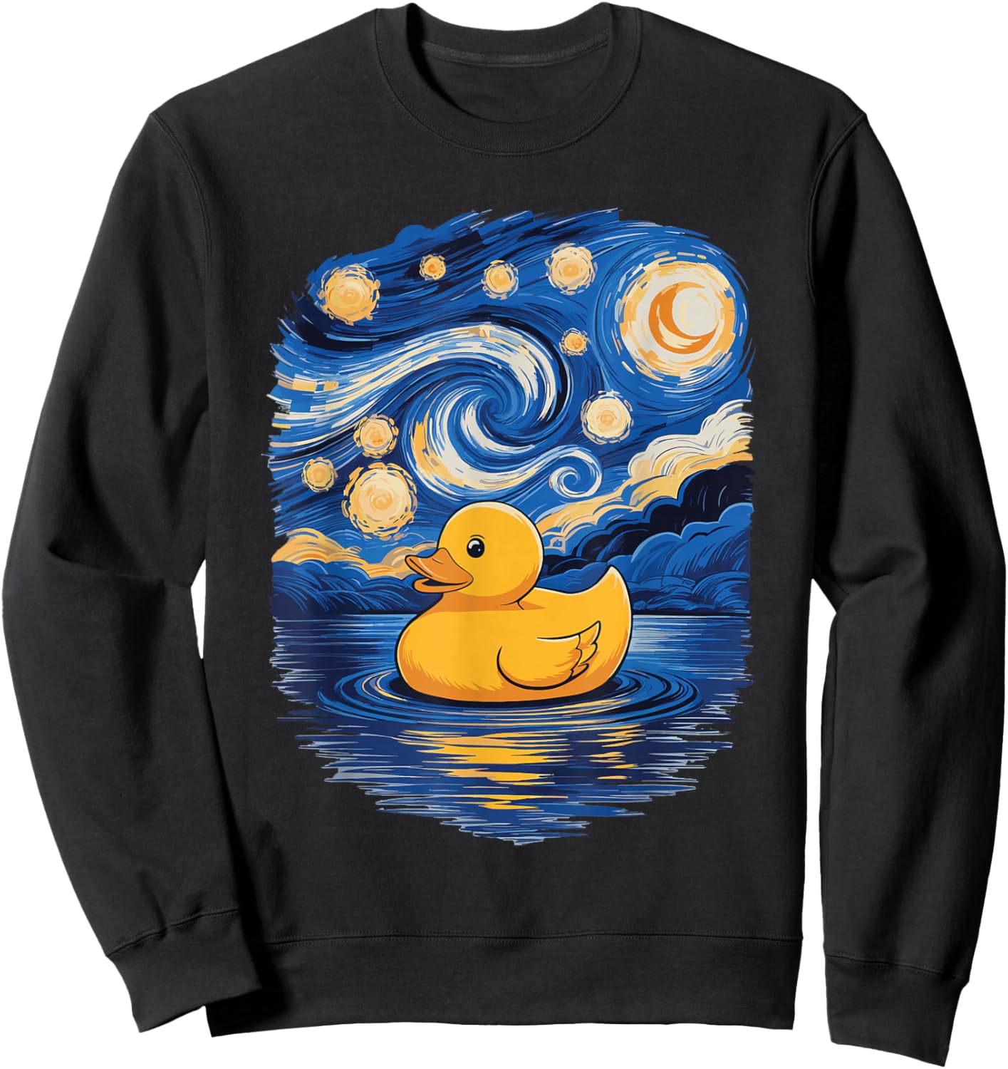 Rubber Duck Starry Night Bath Duck Sweatshirt - Sweatshirt | Black