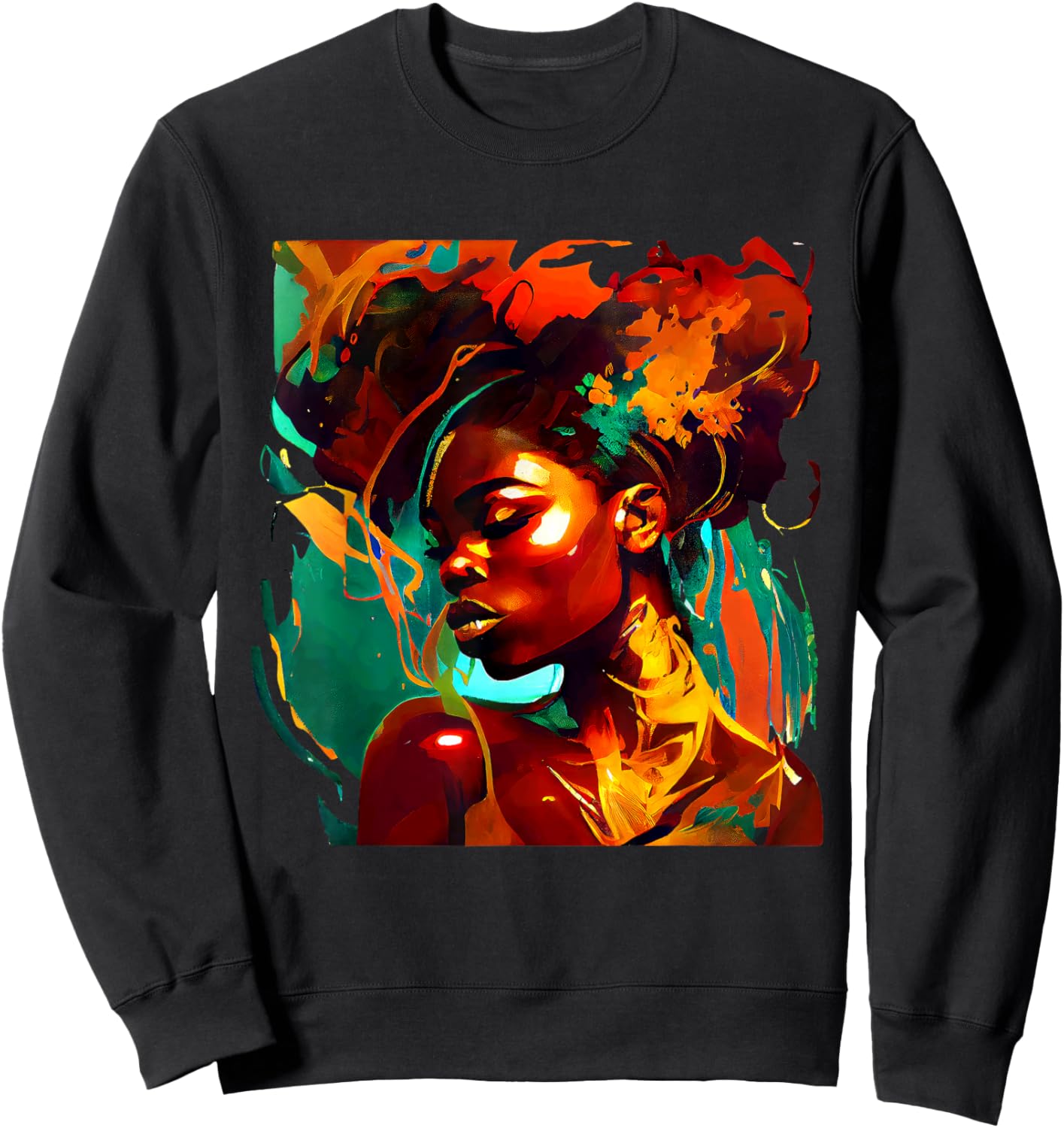 Beautuful Black Art African American Woman Painting Sweatshirt - Sweatshirt | Black