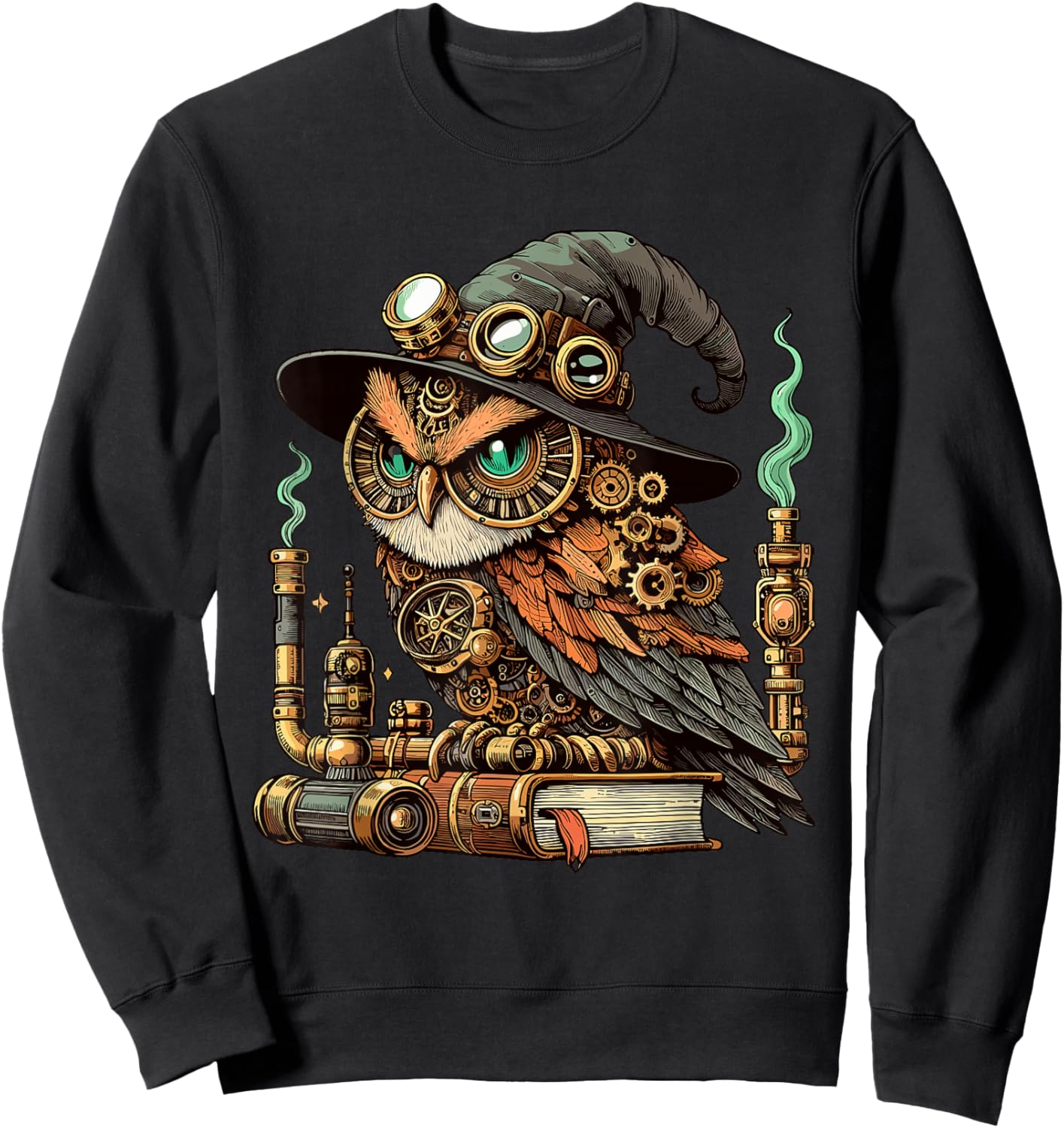 Steampunk Owl Sweatshirt - Sweatshirt | Black