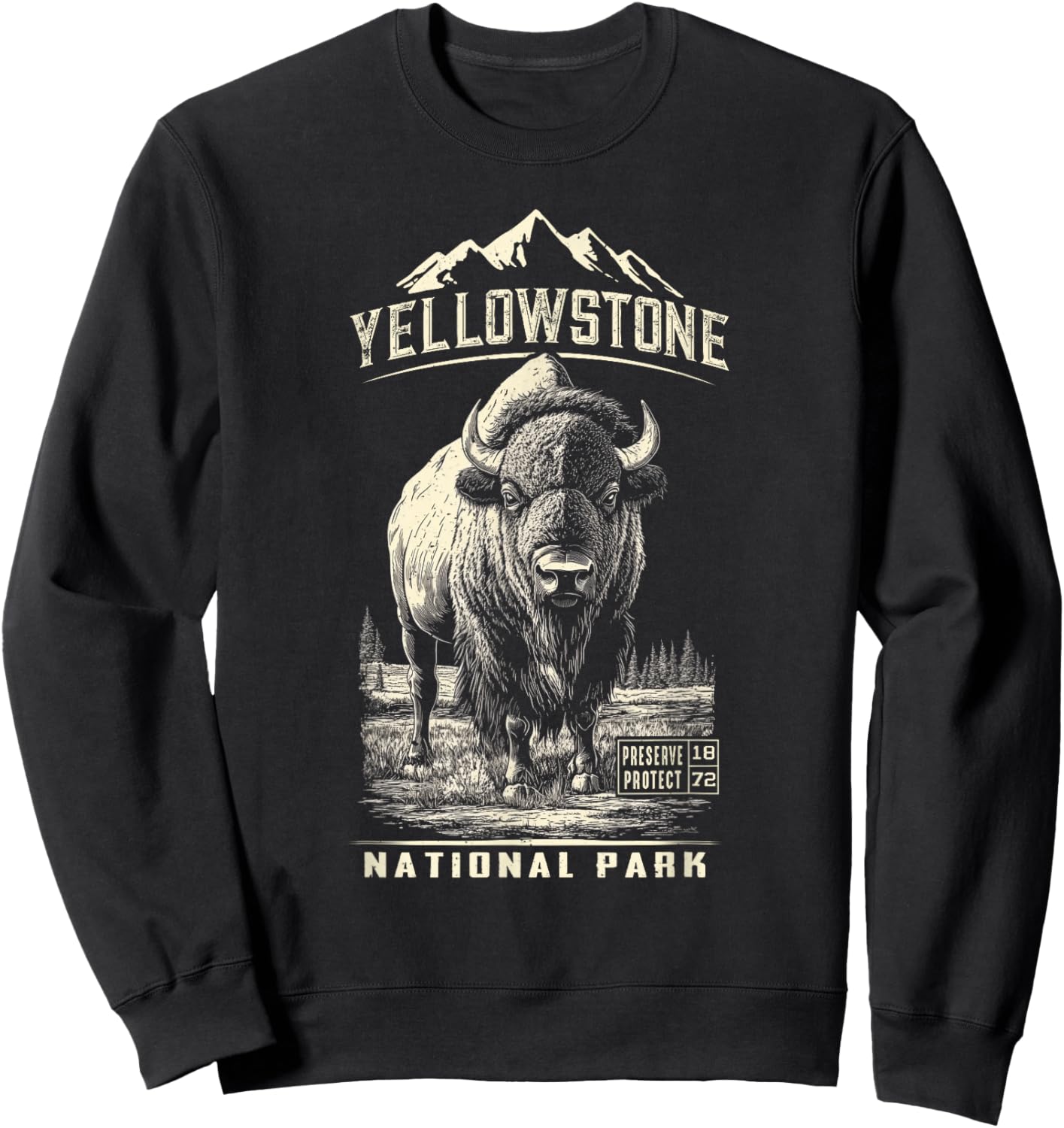 Buffalo American Bison Yellowstone National Park Sweatshirt - Sweatshirt | Black