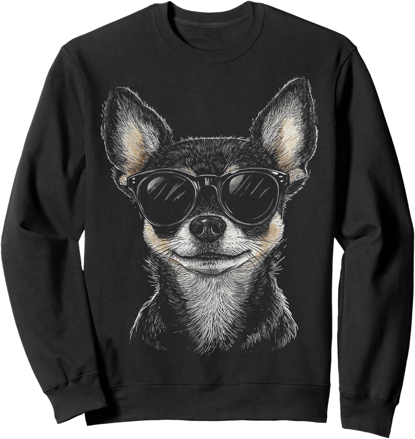 Chihuahua Dog Motif Pet Art Sunglasses Chihuahua Sweatshirt - Sweatshirt | Black