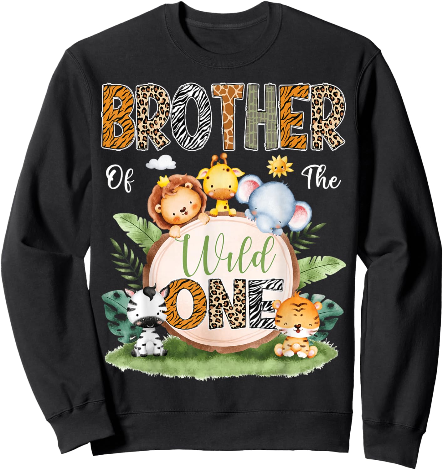 Brother Of The Wild One 1St Birthday Kids Safari Jungle Sweatshirt - Sweatshirt | Black