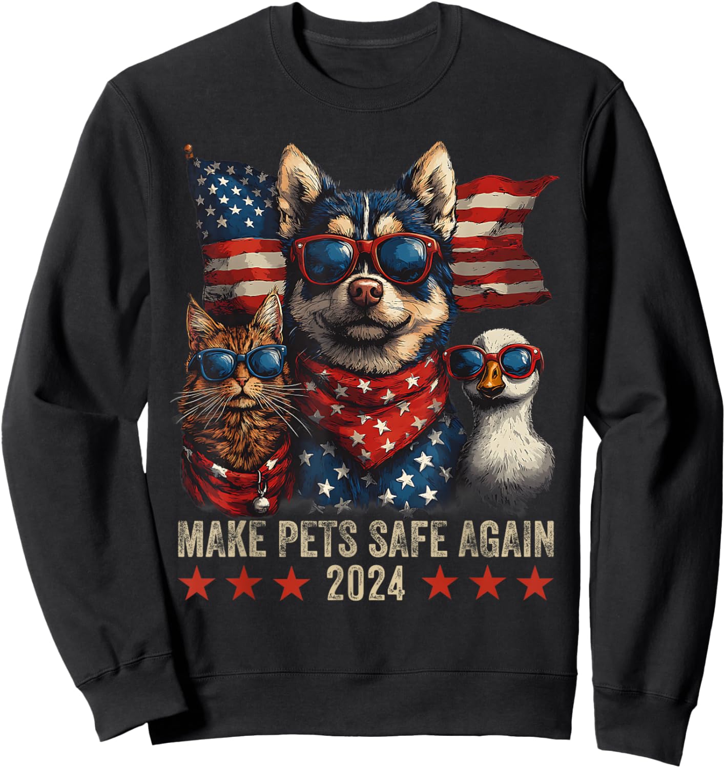Make Pets Safe Again Trump 2024 Save Our Pets Sweatshirt - Sweatshirt | Black
