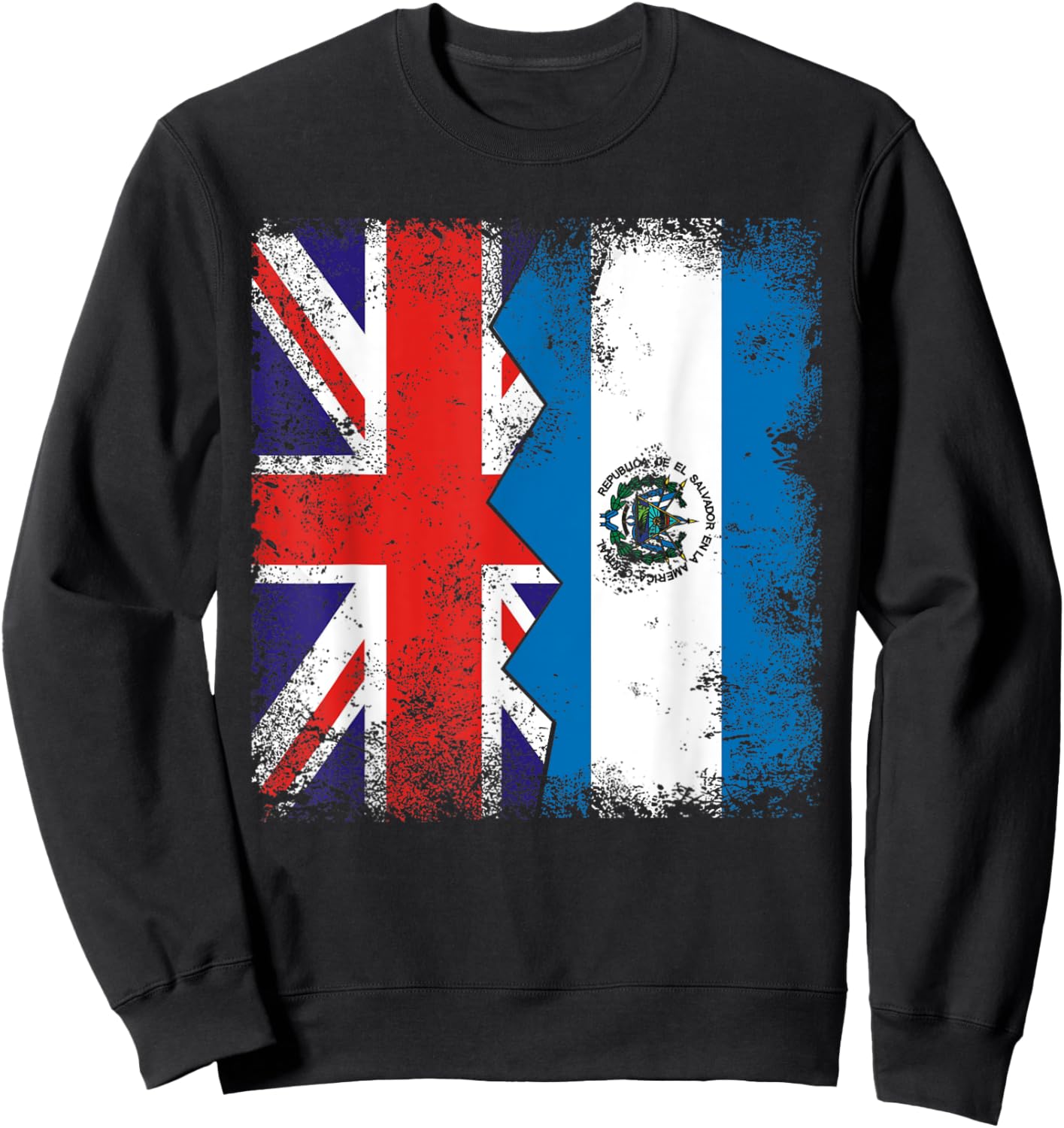 Salvadorian Roots | Half British Flags | UK El Salvador Sweatshirt - Sweatshirt | Black