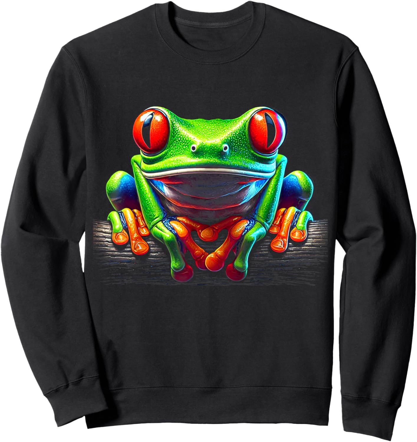 Green Body Red Eyed Tree Frog Rainforest Amphibian Sweatshirt - Sweatshirt | Black