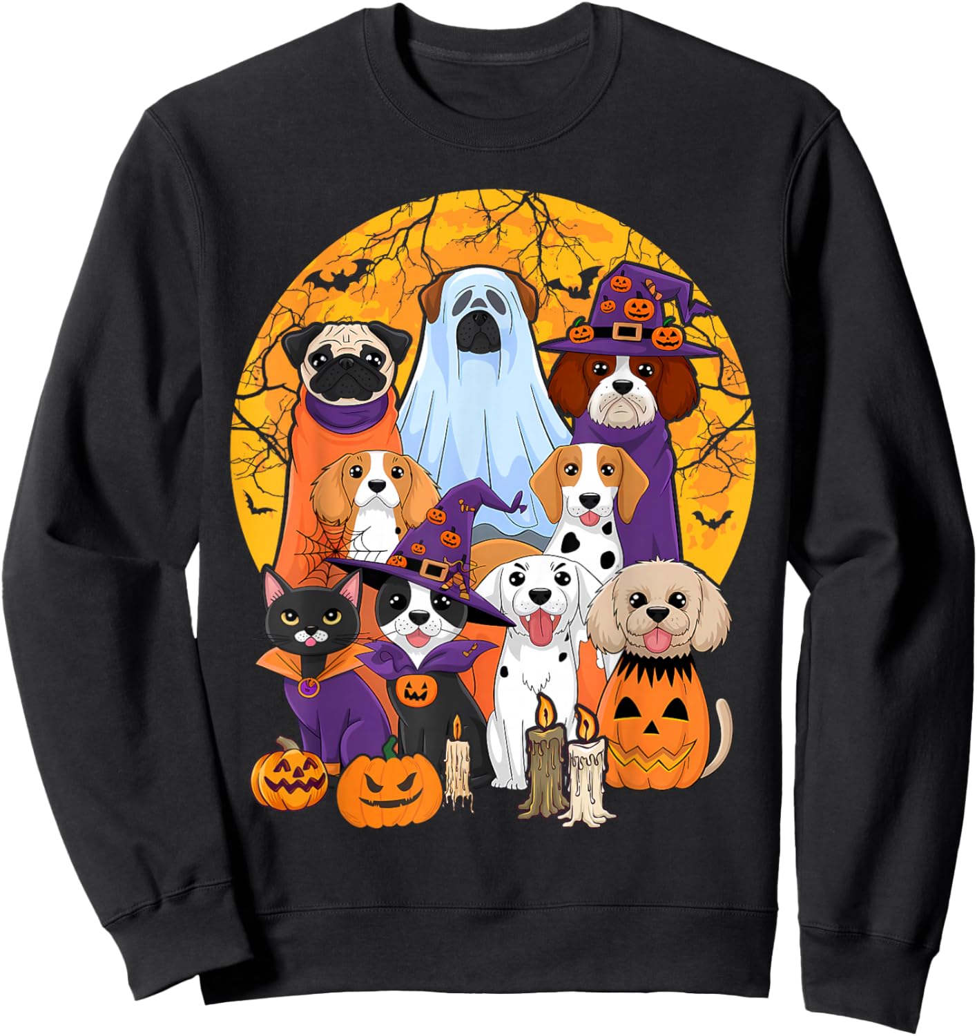 Dog Ghost Cute Dog Dressed As Ghost Funny Halloween Dog Sweatshirt - Sweatshirt | Black