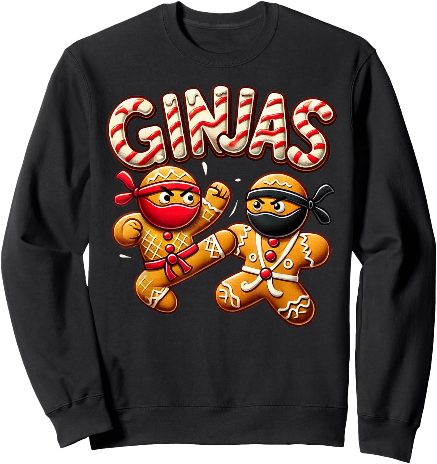 Funny Ginjas Gingerbread Ninjas for kid boys Christmas Xmas Sweatshirt - Sweatshirt | Black