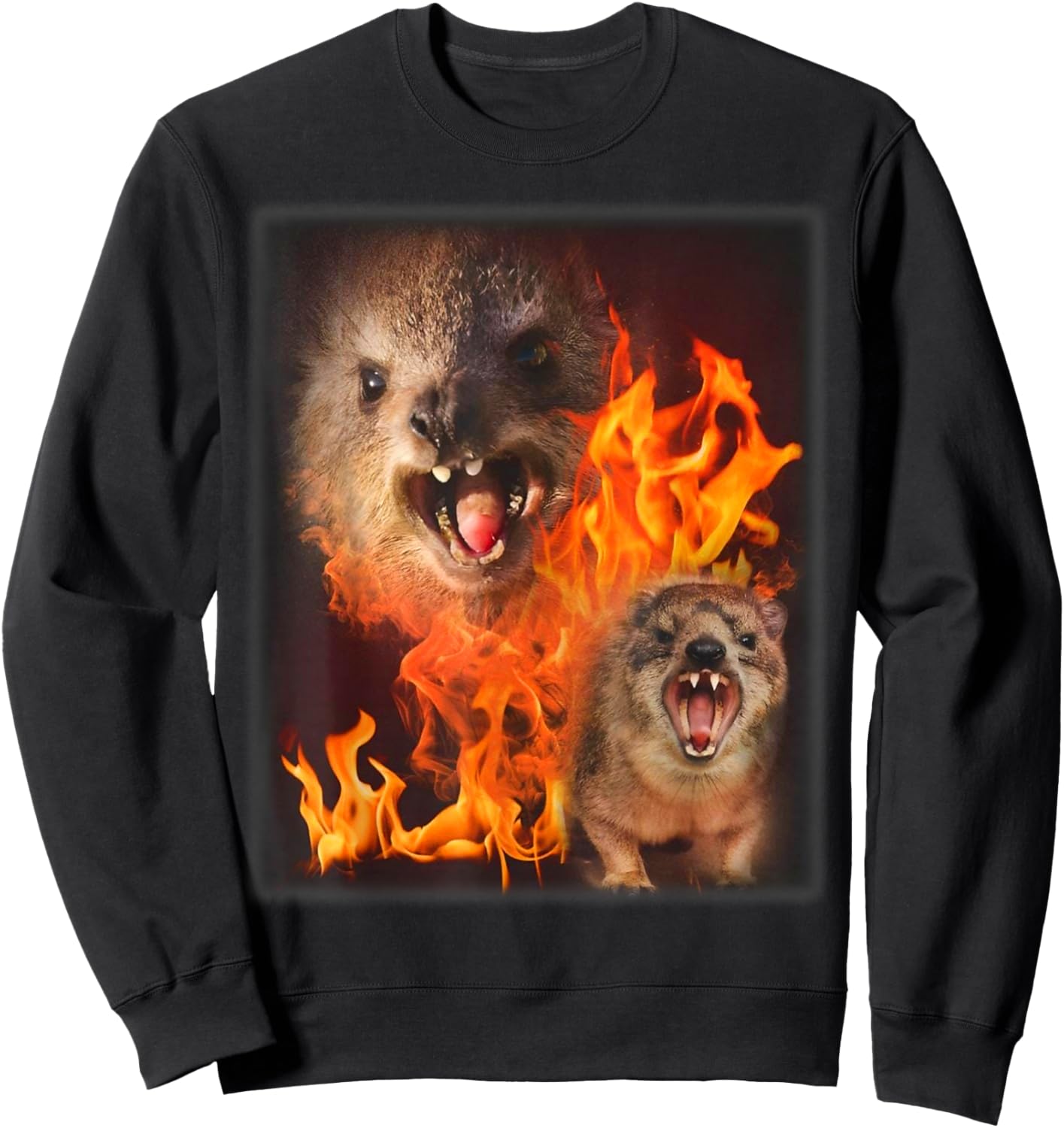 Funny Rock Hyrax Fire Meme Sweatshirt - Sweatshirt | Black
