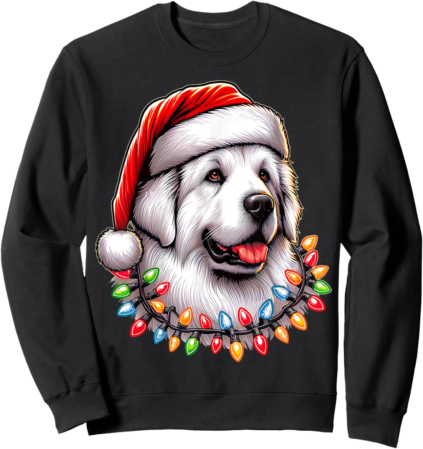 Great Pyrenees Dog Christmas Hat Xmas Sweatshirt - Sweatshirt | Black