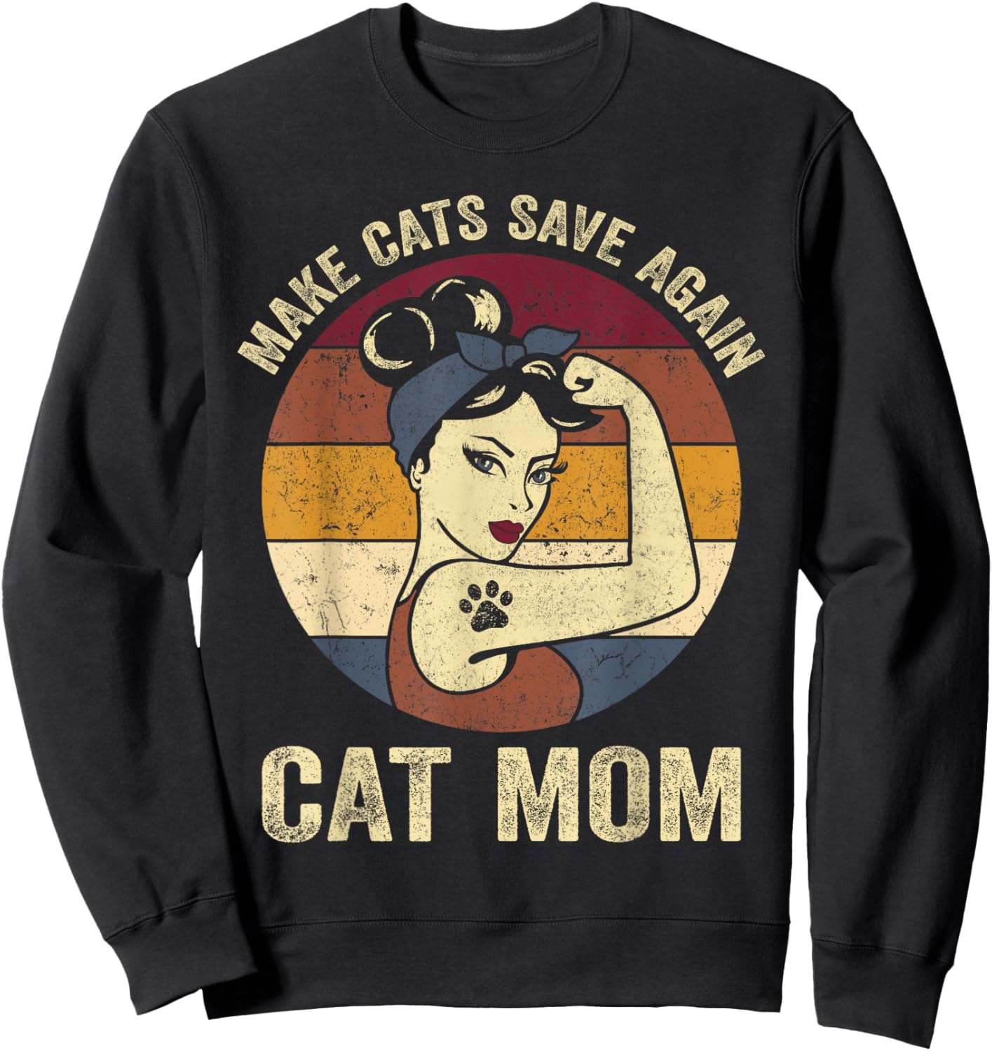 Rosie Retro Cat Mom Trump Make Cats Save Again Sweatshirt - Sweatshirt | Black