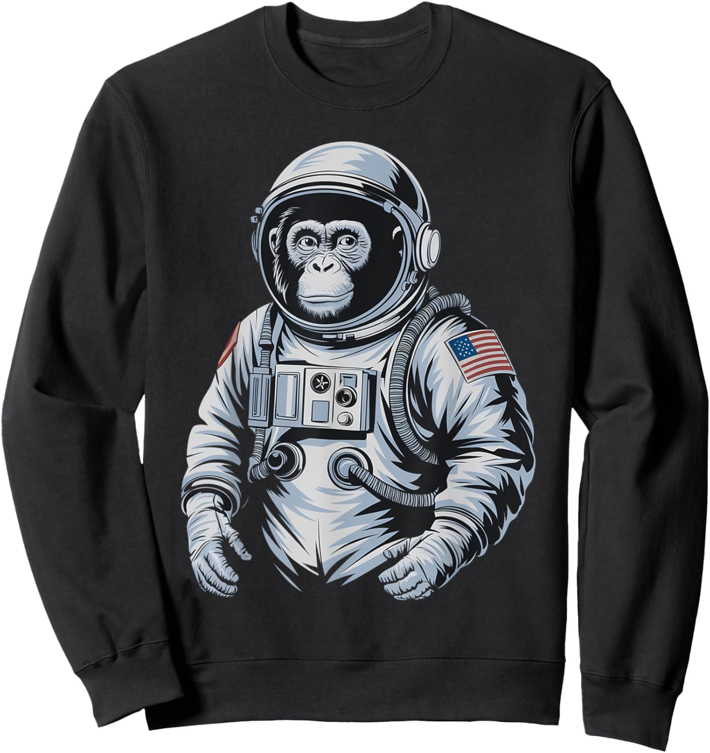 Vintage Space Astronaut Monkey Graphic Sweatshirt - Sweatshirt | Black