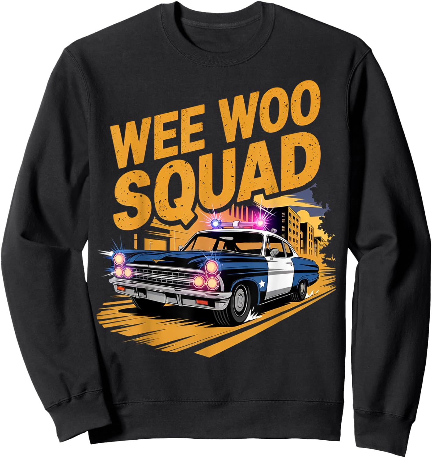 Wee Woo Squad Police Car Fan Humor For Kids Police Officer Sweatshirt - Sweatshirt | Black