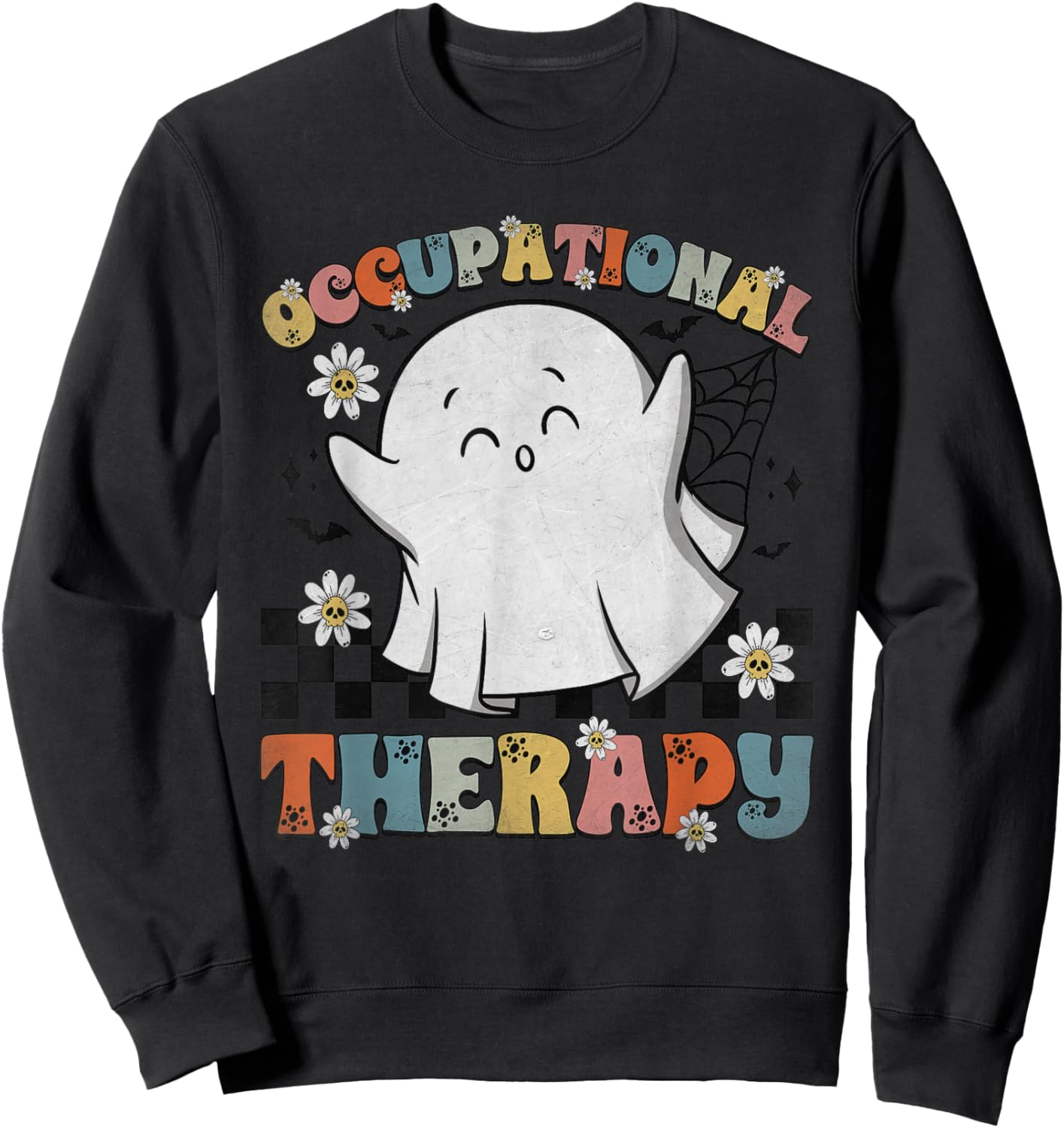 OT Occupational Therapy Halloween Retro Ghost OT Halloween Sweatshirt - Sweatshirt | Black