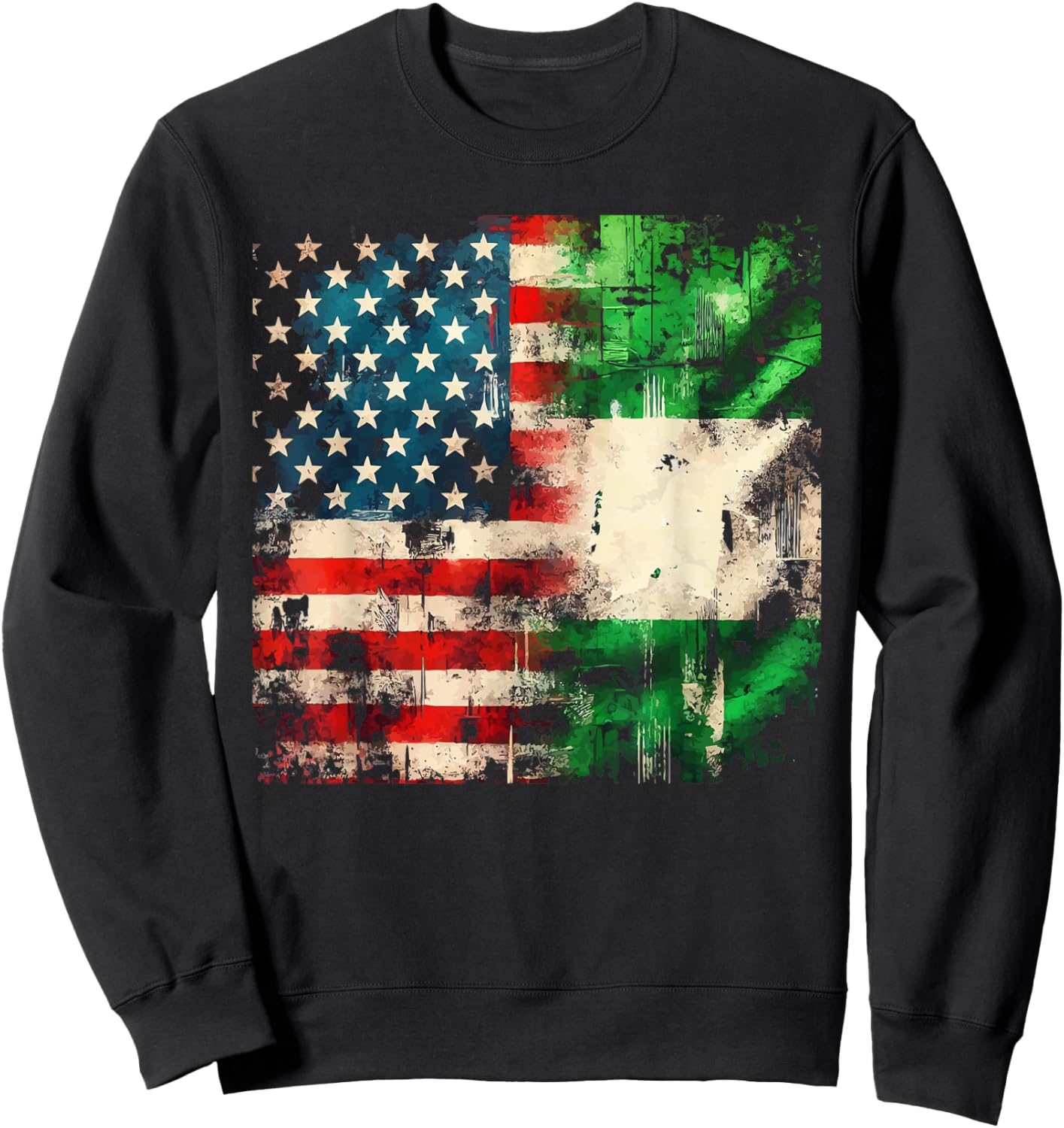Half Nigerian Half American USA Flag Nigeria America Sweatshirt - Sweatshirt | Black