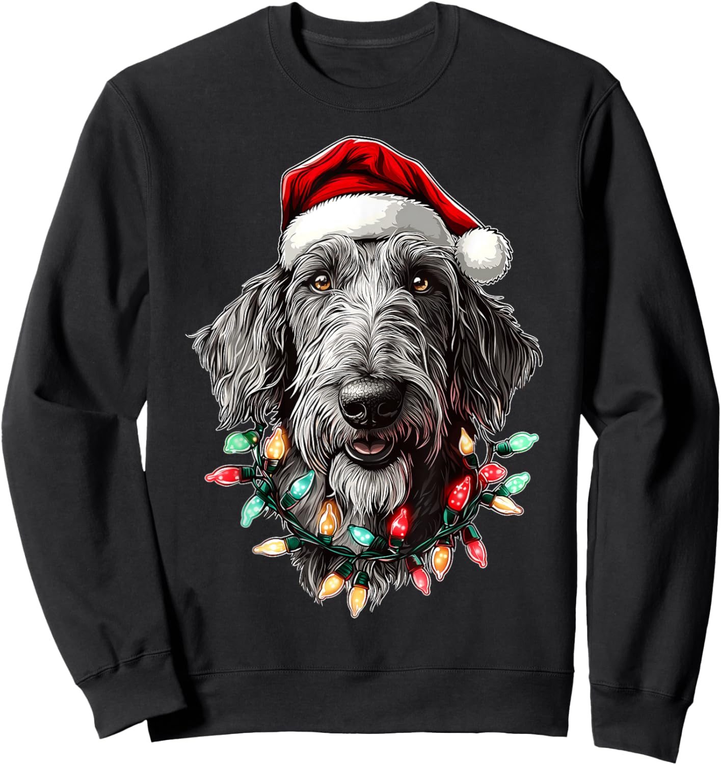 Irish Wolfhound Dog Christmas Hat Xmas Women Kids Sweatshirt - Sweatshirt | Black