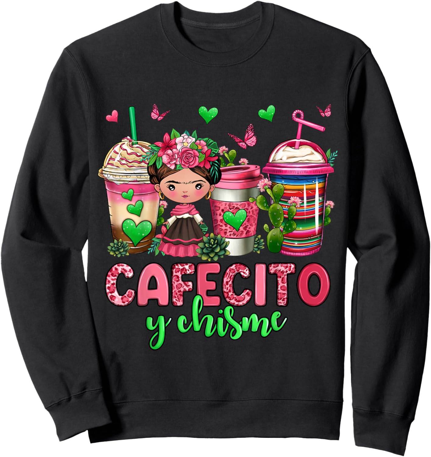 Cafecito y chisme coffee cups Sweatshirt - Sweatshirt | Black