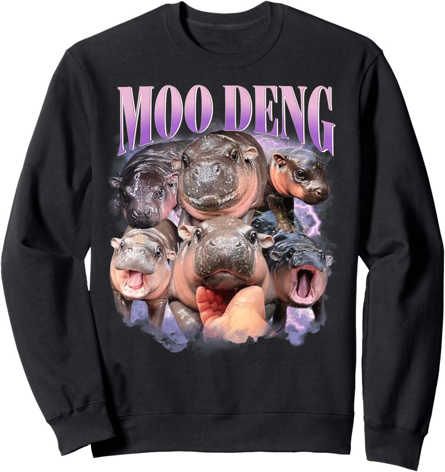 Funny Moo-Deng Baby Pygmy Hippo Cute Zoo For Family Sweatshirt - Sweatshirt | Black