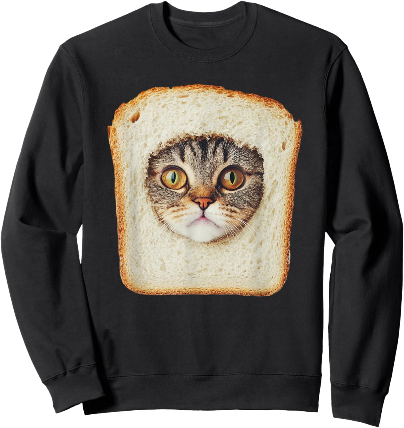 Funny Bread Cat Photo Men Women Kids Sweatshirt - Sweatshirt | Black