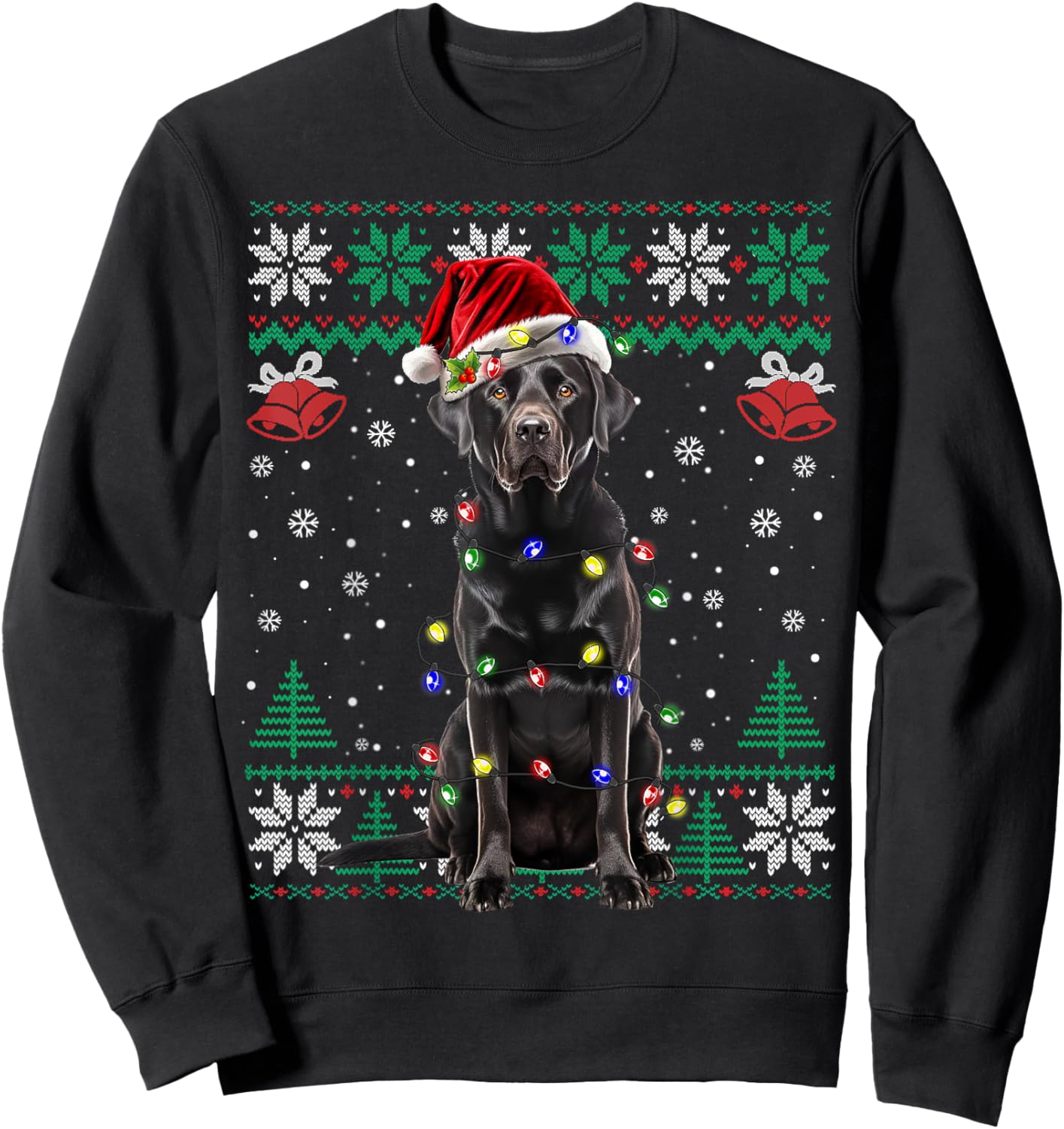 Black Lab Labrador Christmas Santa Hat Dog Ugly Sweater Women Kids Sweatshirt - Sweatshirt | Black