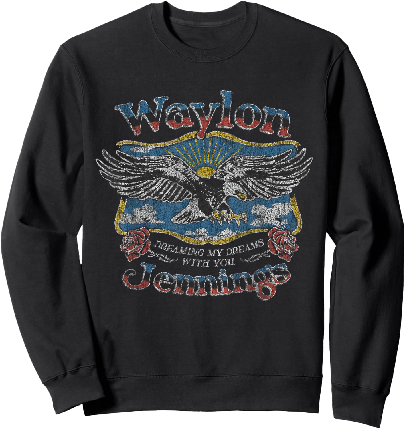 Waylon Jennings - Official Merchandise - Dreaming My Dreams Sweatshirt - Sweatshirt | Black