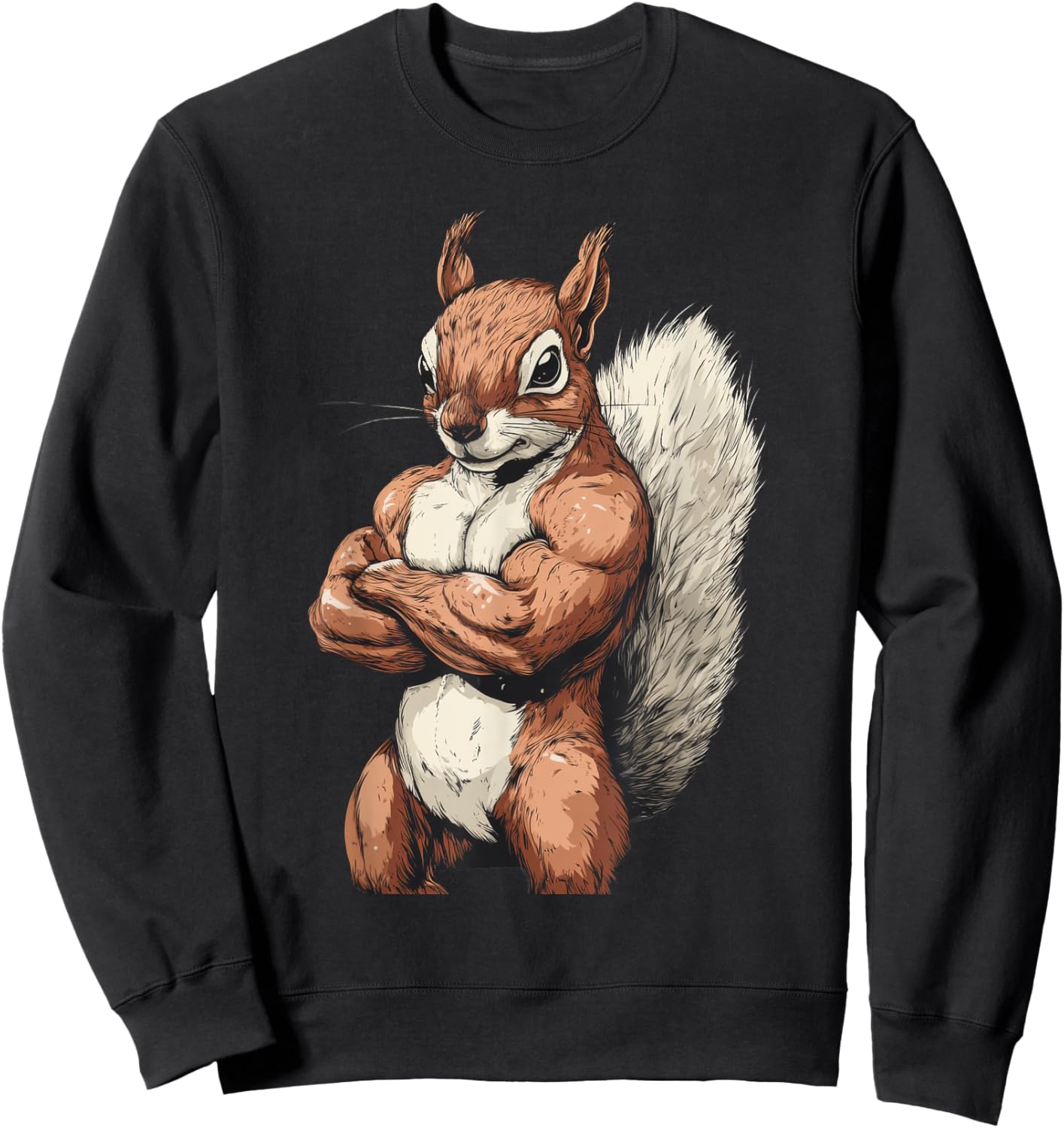 Muscular Squirrel Powerlifting Weightlifting Gym Workout Sweatshirt - Sweatshirt | Black