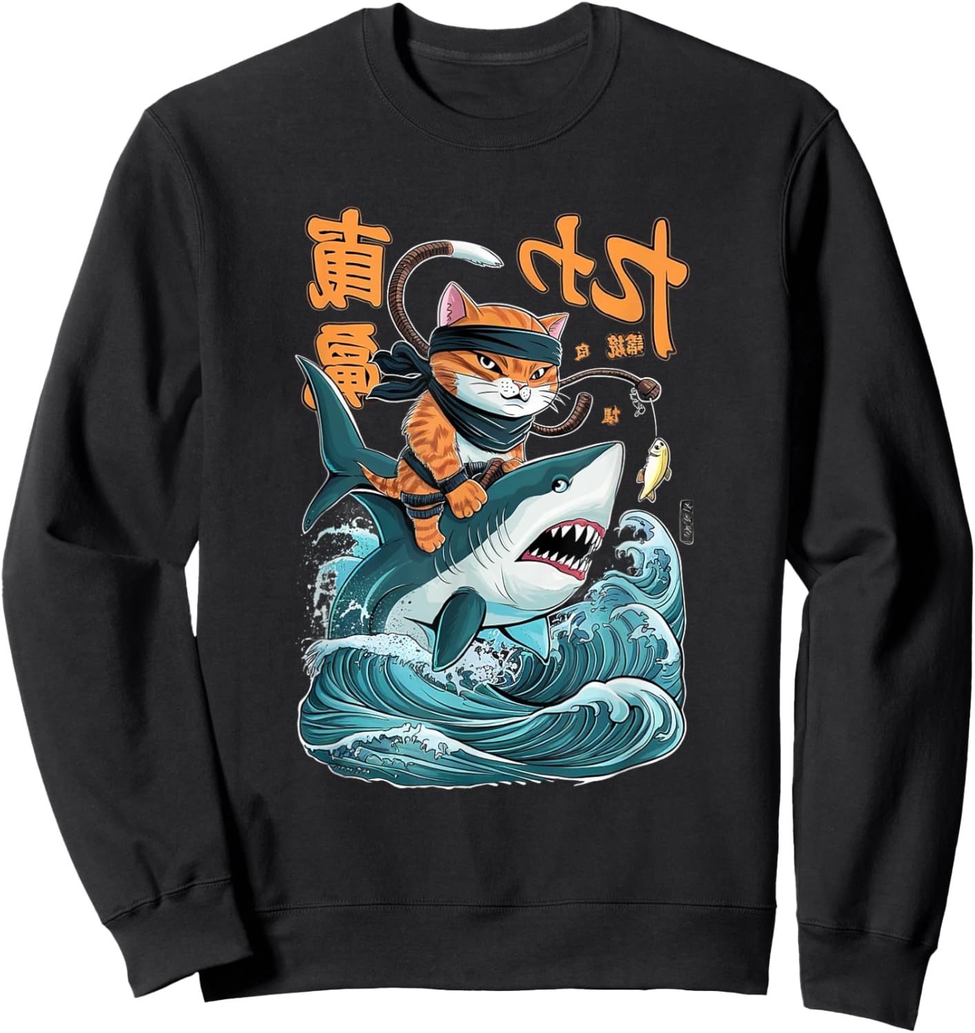 Samurai Cat Ninja Aesthetic Japanese Katana Tokyo culture Women Kids Sweatshirt - Sweatshirt | Black