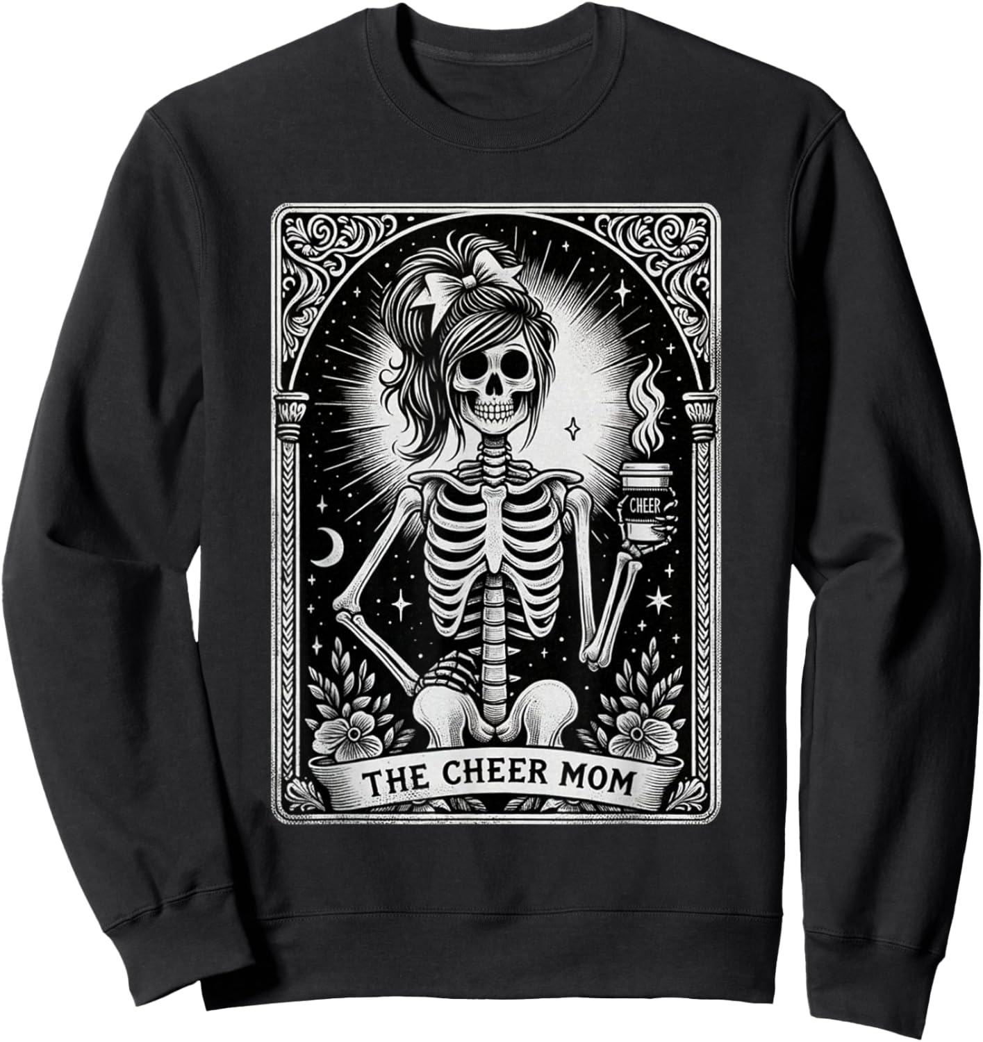 Funny Cheer Mom Halloween, Tarot Card Cheerleading Mom Sweatshirt - Sweatshirt | Black