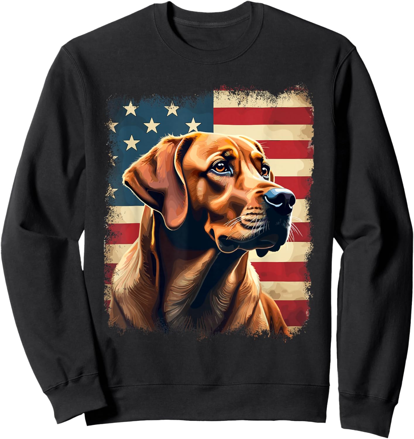 Labrador Retriever | Fox Red Labrador & American Flag Sweatshirt - Sweatshirt | Black