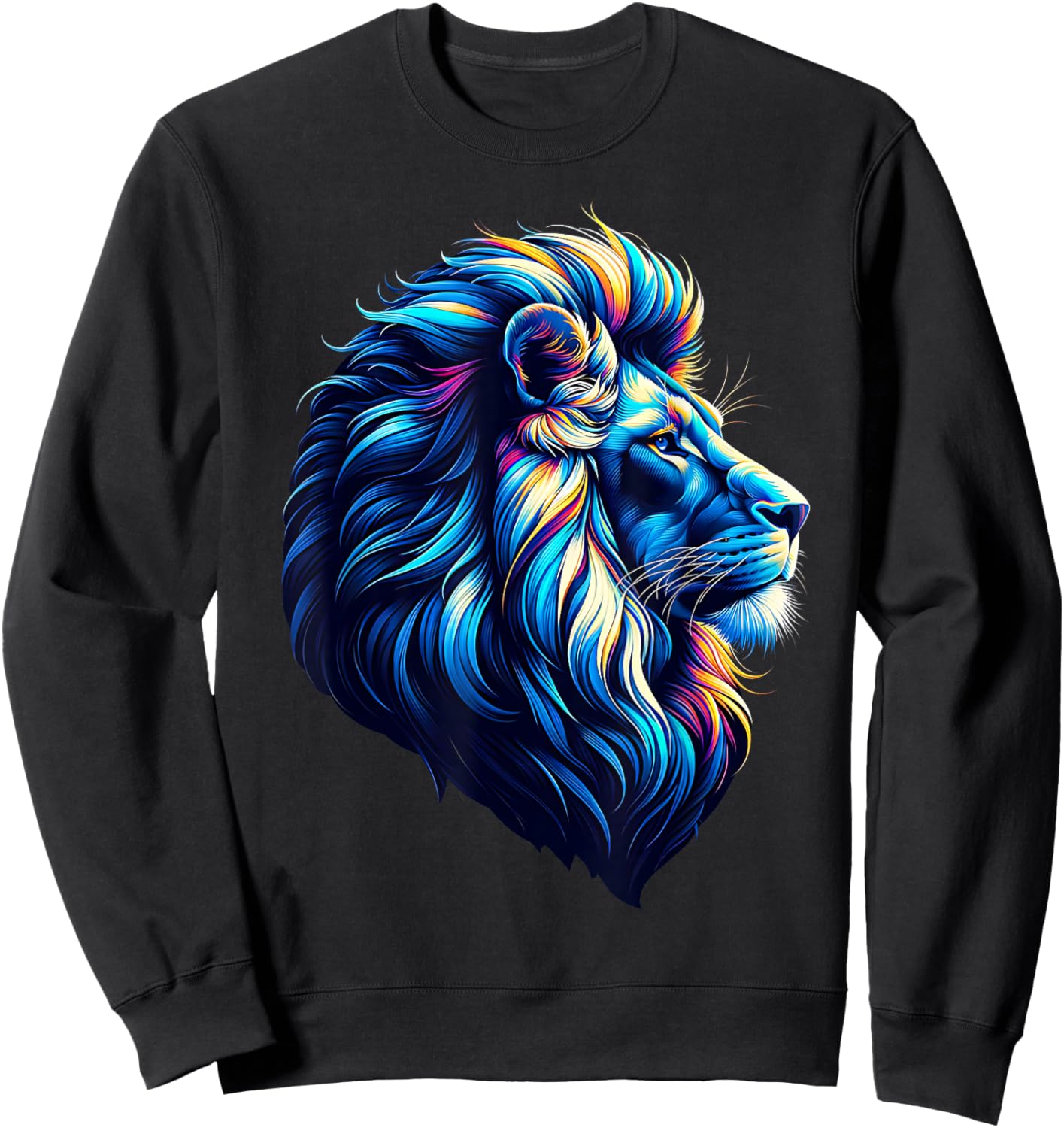 Cool Lion With Blue Eyes Men Women Kids Lion Sweatshirt - Sweatshirt | Black
