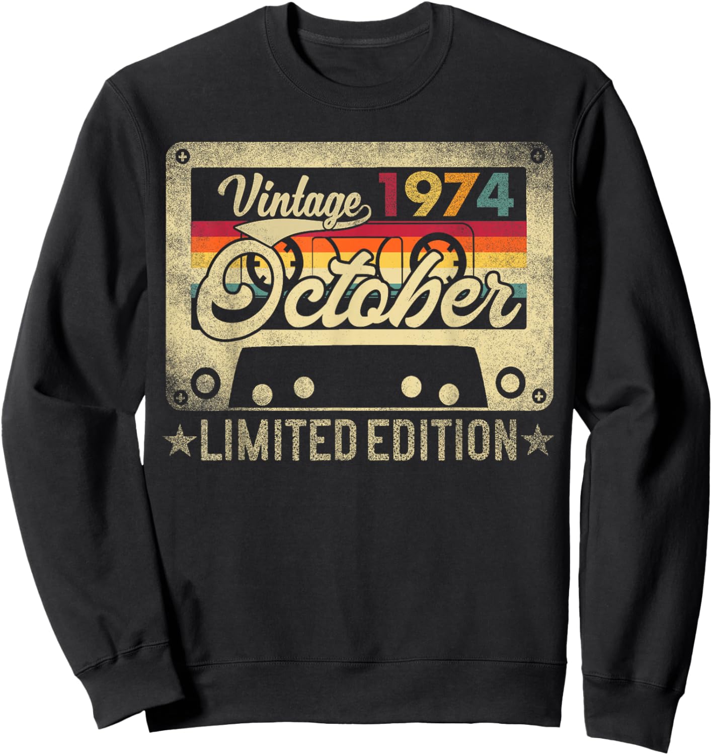 October 1974 Retro 51st Birthday Limited Edition Vintage Sweatshirt - Sweatshirt | Black