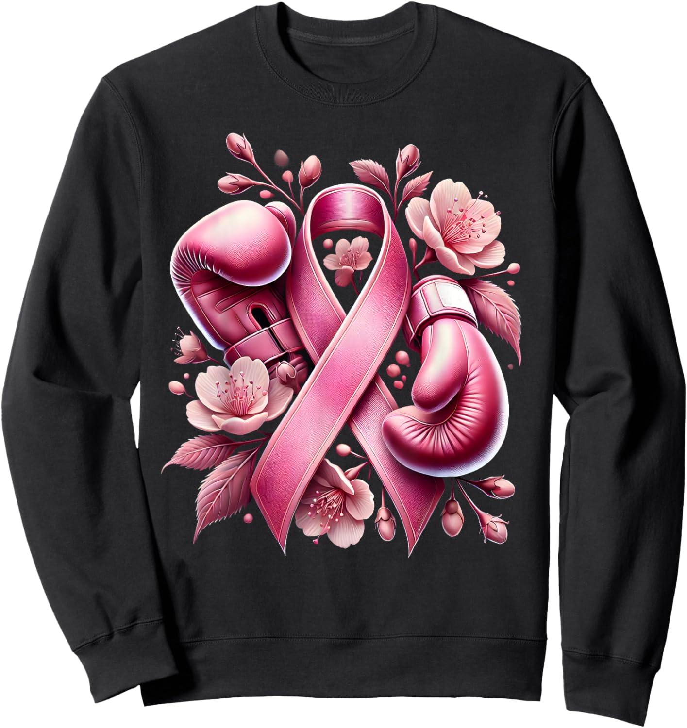 Breast Cancer Warrior Breast Cancer Fighter Pink Ribbon Sweatshirt - Sweatshirt | Black