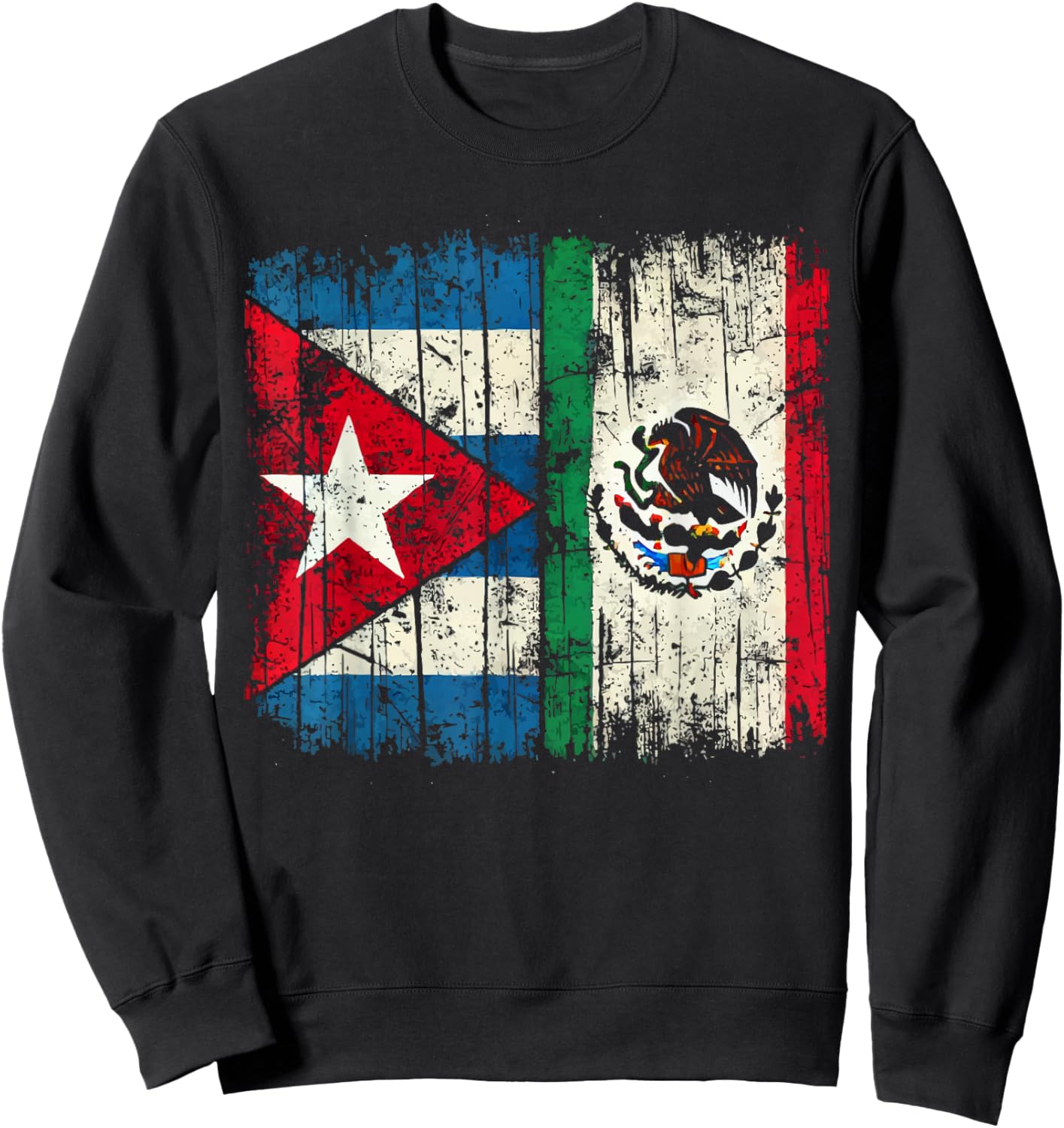 Half Cuban Half Mexican Country Mexico Flag Cuba Sweatshirt - Sweatshirt | Black