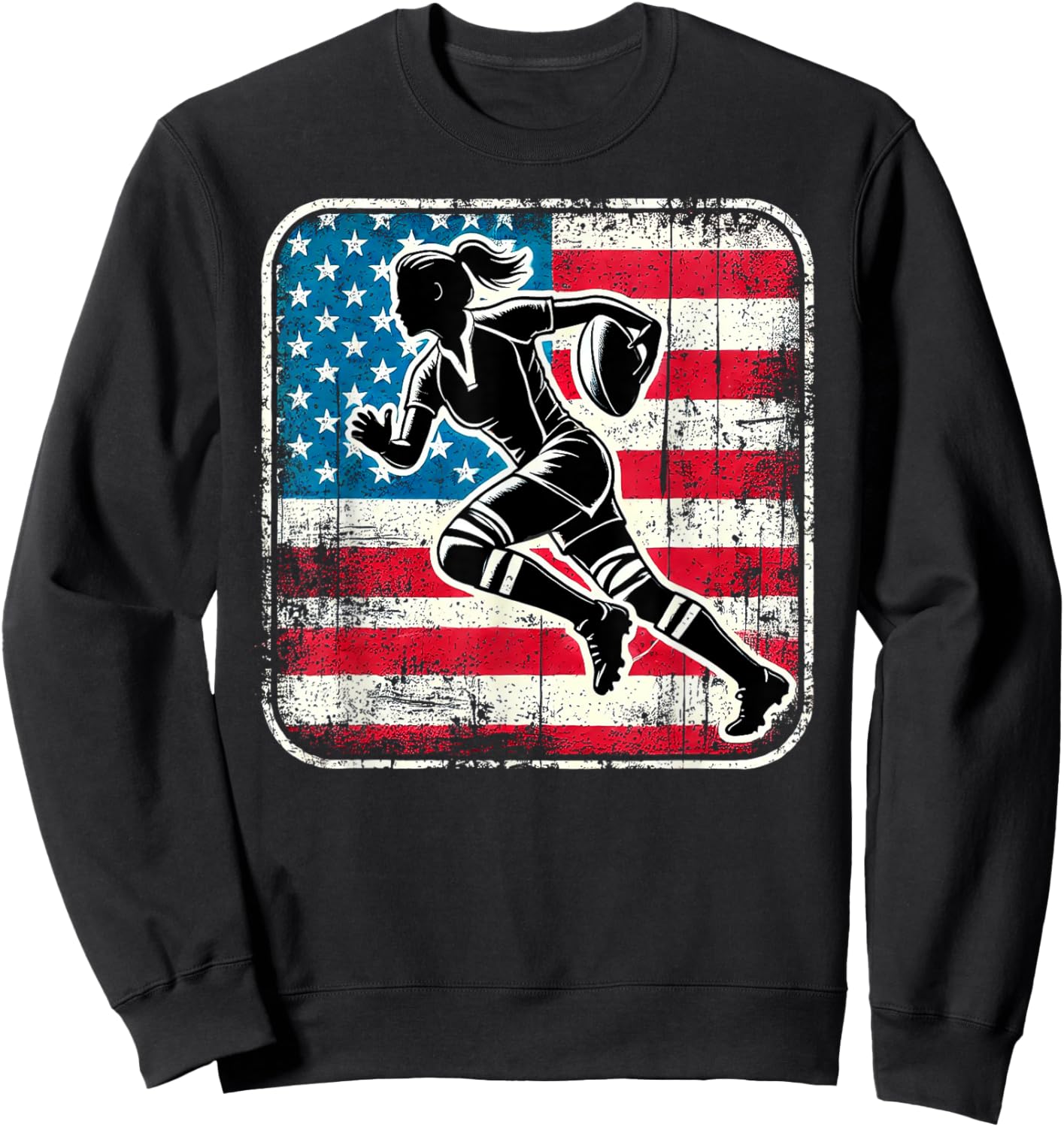 AMERICAN RUGBY Player Woman Flag USA United States Sweatshirt - Sweatshirt | Black