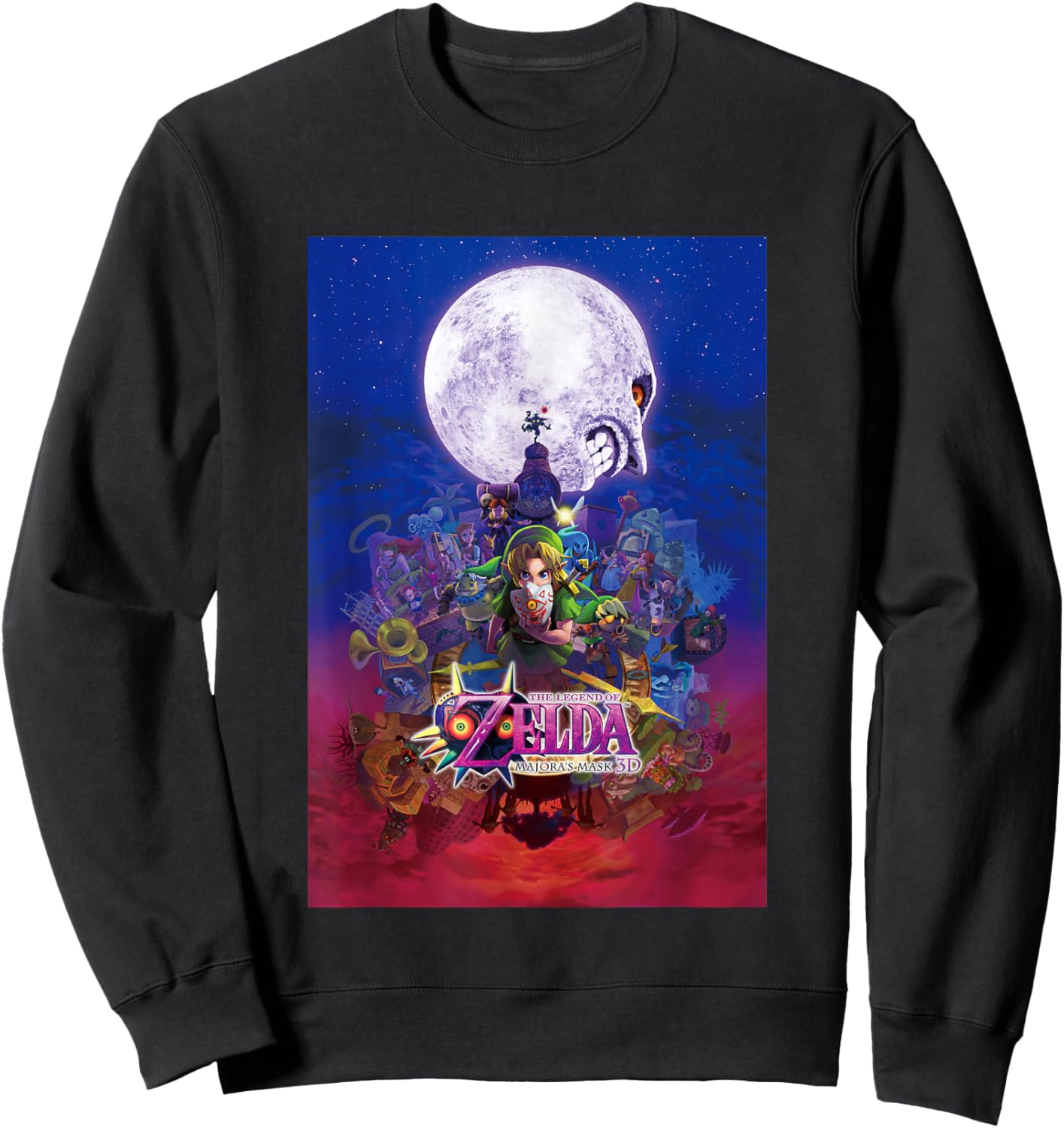 The Legend of Zelda Majora's Mask Gradient Distressed Poster Sweatshirt - Sweatshirt | Black