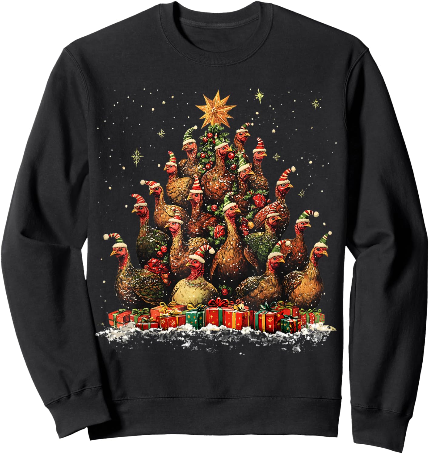 Turkey Christmas Tree Ornament Decor Xmas Sweatshirt - Sweatshirt | Black