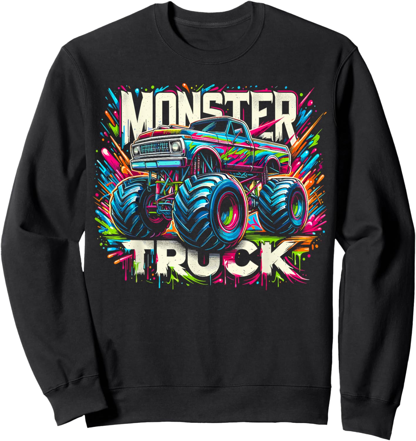Colorful Graffiti Monster Truck Sweatshirt - Sweatshirt | Black