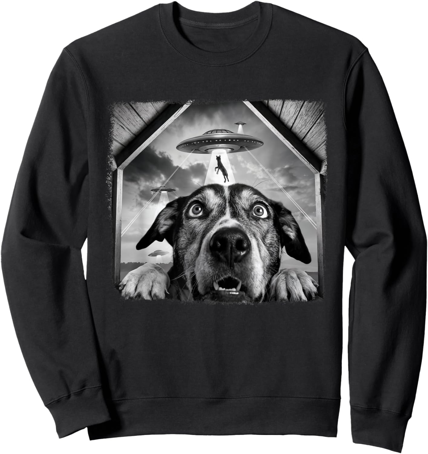 Dog Abducted By Aliens Funny Halloween Ufo Dog Mom Dad Women Sweatshirt - Sweatshirt | Black