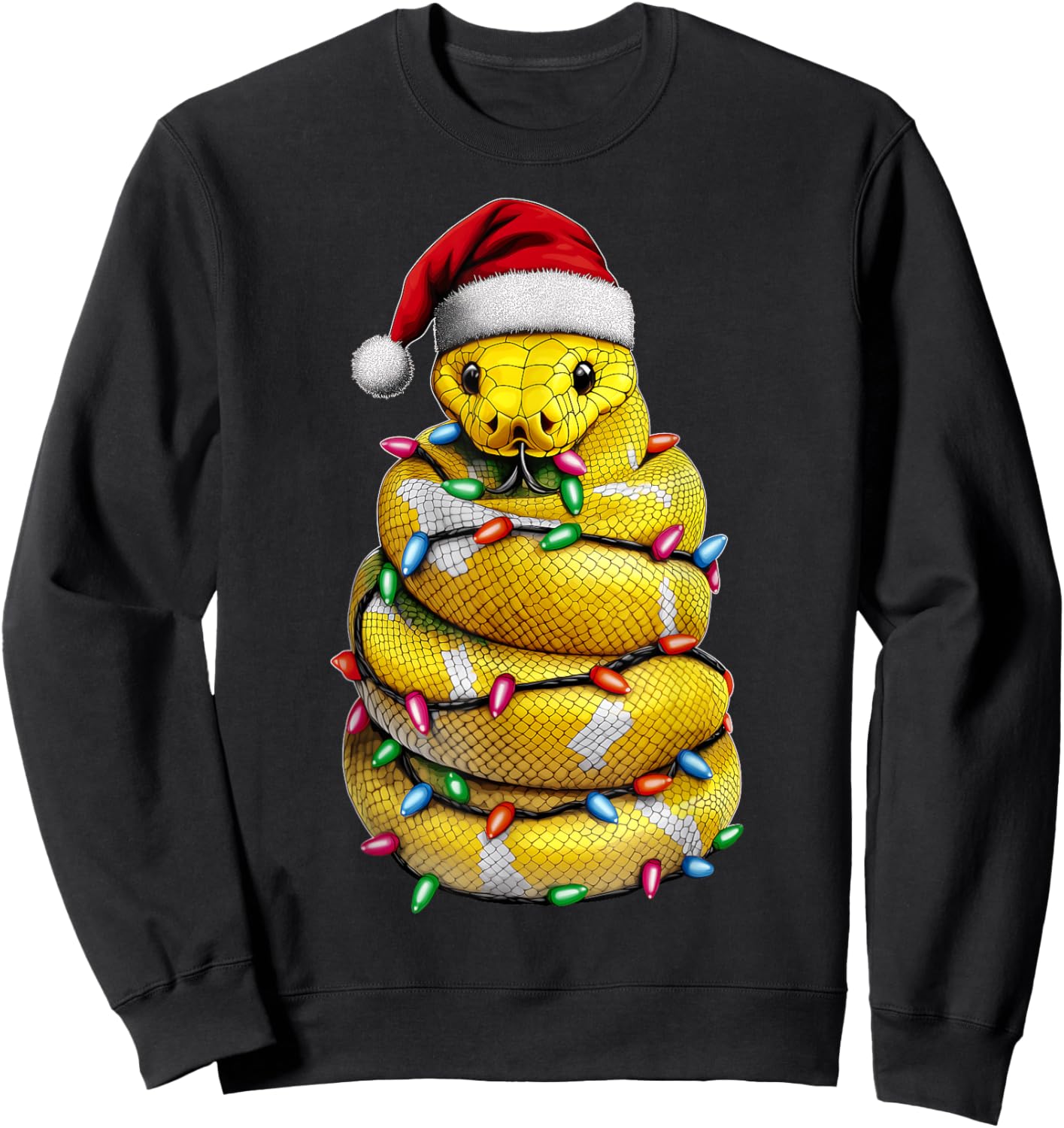 Ball Python Snake Christmas Hat Xmas Sweatshirt - Sweatshirt | Black